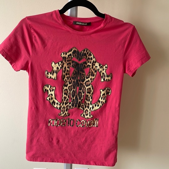 Roberto Cavalli red hot pink t shirt, size XS - Picture 1 of 7